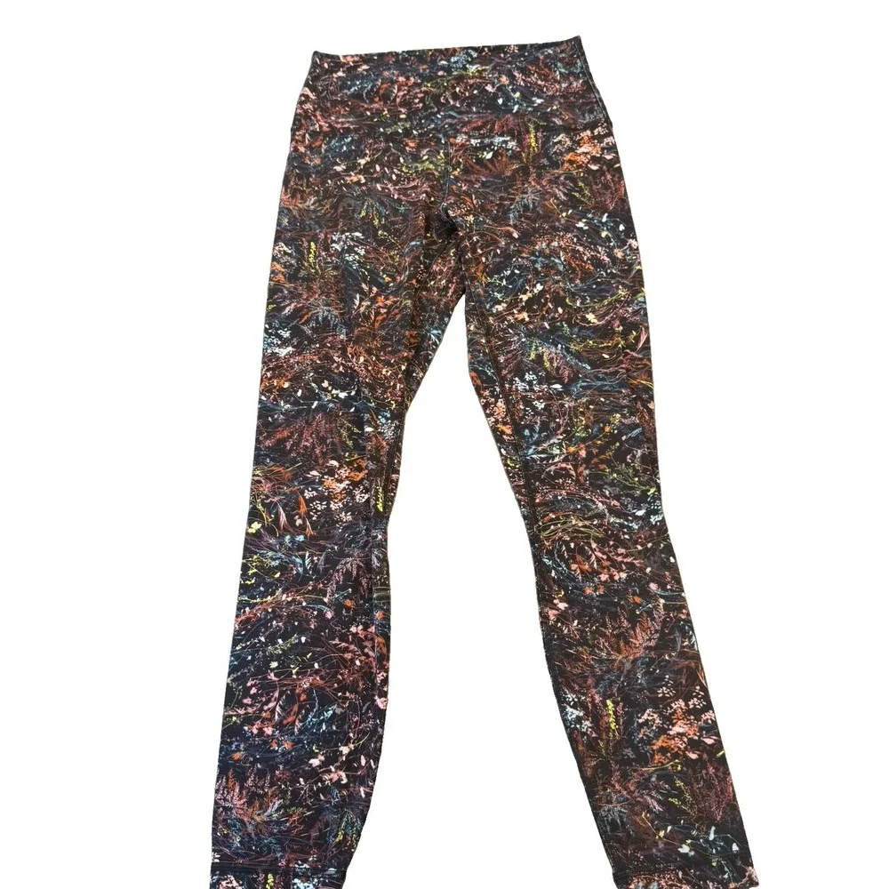 Lululemon Women's Multicolor/Black Floral Leggings Size 6 Pull-On Skinny